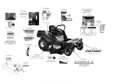 Label Map Diagram and Parts List for Z-FORCEL48KH (17DSDALB010)(2017) Cub Cadet Lawn Tractor